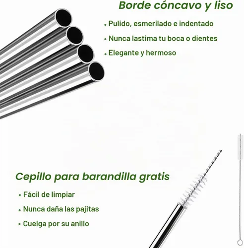 Vista 5 de VEHHE Popotes de metal de acero inoxidable Popotes para beber reutilizables - 10.5" Ultra largo 4 + 1 - Con cepillo de limpieza para vasos de 20/30