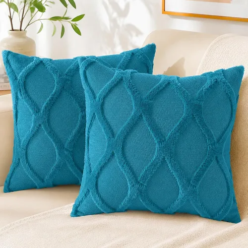 Vista 37 de decorUhome - Juego de 2 fundas de cojín decorativas para primavera de 16 x 16 pulgadas, fundas de almohada afelpadas de lana y piel sintética suave