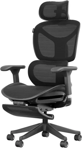 Vista 11 de WELAX Silla de oficina ergonómica sin reposapiés, silla de oficina de malla con reposabrazos y reposacabezas 3D, silla de escritorio S9 con Gris