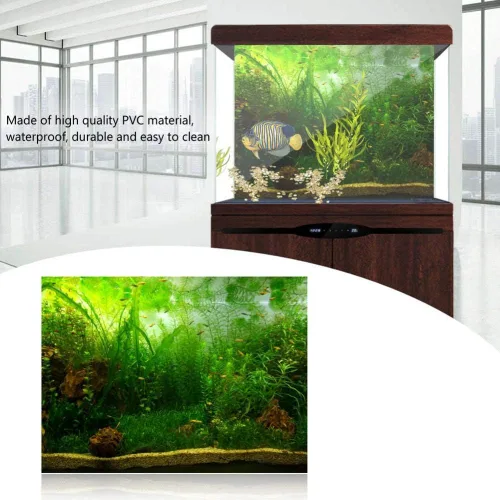 Vista 2 de Póster de acuario, adhesivo de PVC grueso para fondo, estilo hierba de agua, pecera, póster para acuario, fondo de pantalla decorativo
