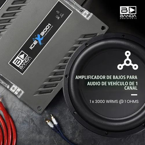 Vista 4 de Banda Ice X 3001-1 Canal 3000 Watts RMS 1 Ohm Amplificador para Coche
