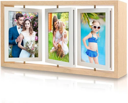 Vista 8 de ZEEYUAN Marco de fotos plegable con bisagras de 4 x 6 y 5 x 7 pulgadas, regalos para mamá madre, día de la madre, regalos para mamá de hija hijo