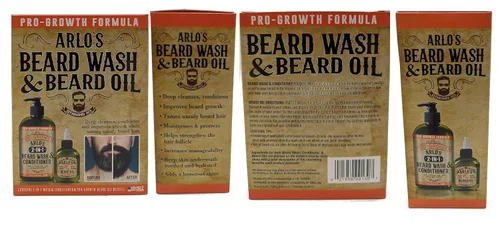 Vista 2 de Arlo's 2 en 1 Pro-Growth - Jabón y acondicionador para barba de 12 onzas con kit de 2 piezas de aceite para barba Pro-Growth