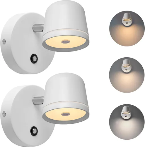 Vista 13 de Aisilan - Aplique de pared, luz de pared regulable al tacto con 3 temperaturas de color, lámpara de pared LED ajustable de 7 W CRI97, moderno