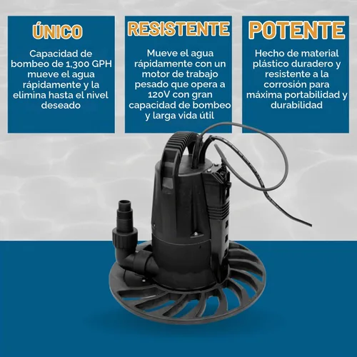 Vista 3 de Watershed Innovations HydraPump Smart Flex - Bomba de agua sumergible - Bomba de cubierta de piscina - Bomba eléctrica portátil - Tecnología