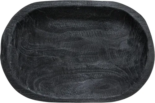 Vista 3 de Bloomingville - Cuenco de madera de Paulownia tallado a mano, negro