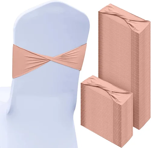 Vista 11 de CHENGU 100 bandas de elastano para silla, con lazo liso, para bodas, sin hebilla, decoraciones de cumpleaños, lazos elásticos, bandas deslizantes