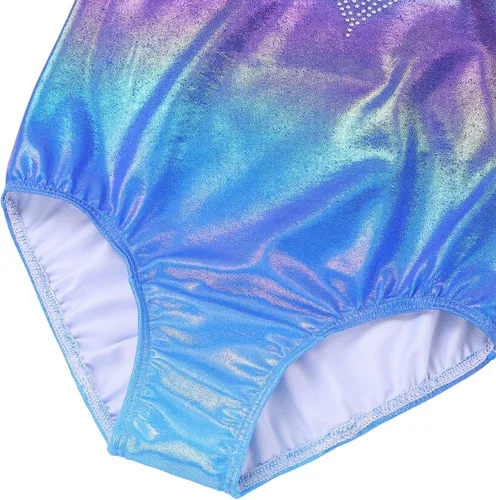 Vista 9 de BAOHULU Leotardos de gimnasia para niñas con purpurina y pantalones cortos a juego