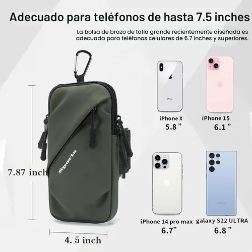 Vista 5 de Pulseras para Soporte de Teléfono, Bolsillo Pequeño de Hombro con Correa para Brazo, Compatible con iPhone y Todos los Teléfonos Celulares, Uso