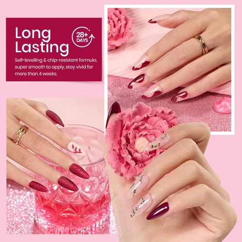 Vista 3 de beetles - Juego de esmaltes en gel color borgoña – Berry Merlot 6, ciruela, cereza, moca, rojo, otoño-invierno, morado oscuro, vino púrpura oscuro