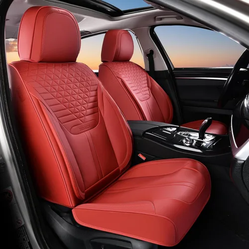 Vista 19 de FLORICH Fundas de asiento, juego completo de fundas de asiento de automóvil, fundas de asiento de cuero de napa de lujo, transpirables e marrón