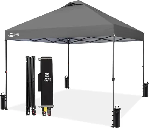 Vista 15 de CROWN SHADES Tienda de campaña desplegable de 10x10, toldo para exteriores Rojo