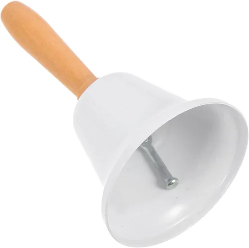 Vista 3 de MAGICLULU Campana de mano de Navidad, 1 campana de llamada de Navidad con mango de madera, campana de mano sólida para decoración de cena