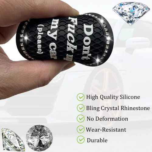 Vista 5 de Juego de 2 posavasos para tazas de coche, accesorios de interior de coche con cristales brillantes, soporte universal para tazas de coche negro