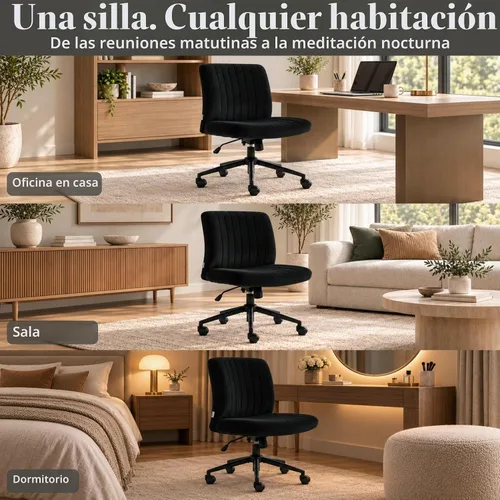 Vista 7 de NYPOT Armless and Ajustable Criss Cross Desk Chair with Wheels Negro