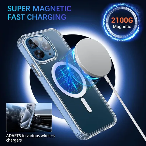Vista 2 de S. Tedazo Funda magnética para iPhone 7 Plus/8 Plus compatible con MagSafe, no amarillea, protección de grado militar, funda ultradelgada a prueba