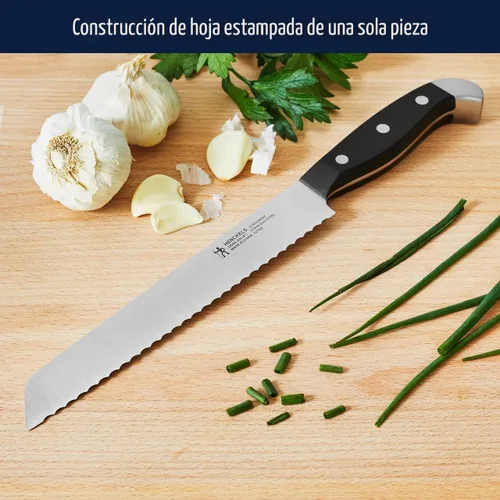 Vista 4 de HENCKELS Juego de 12 piezas de alta calidad con cuchillos llamativos y soporte, afilados como una navaja, diseñados en Alemania con más de 100 años