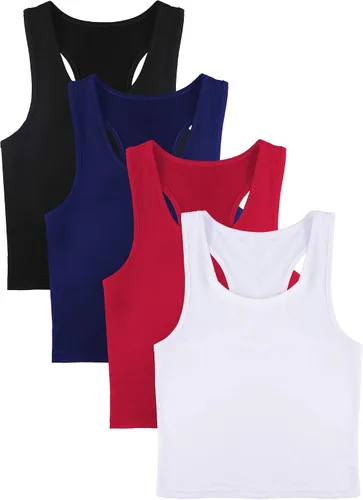 Vista 4 de Boao 4 camisetas básicas sin mangas de espalda cruzada para mujer