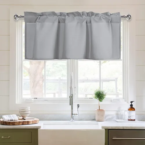 Vista 21 de XWZO Cortinas de cenefas de cocina para ventanas, sala de estar, dormitorio, baño, cubiertas superiores, estilo granja rústico, comedor, aislamiento