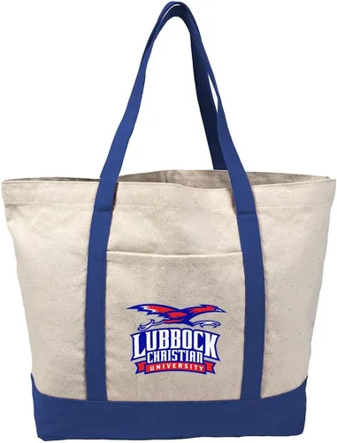 Vista 110 de Campus Lab Bolsa de lona con logotipo primario colegiado con bolsillo externo, bolsa de hombro reutilizable para ir de compras, playa Águilas A&m