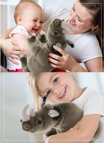 Vista 8 de DolliBu Colección de animales de peluche salvaje, Storytime Buddy Rhino Animal para niños, animales de peluche de safari de felpa de rinoceronte