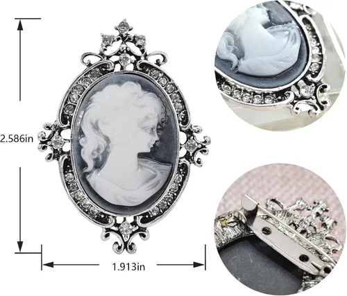 Vista 3 de Gyn&Joy Broche de estilo vintage con diamantes de imitación para dama victoriana