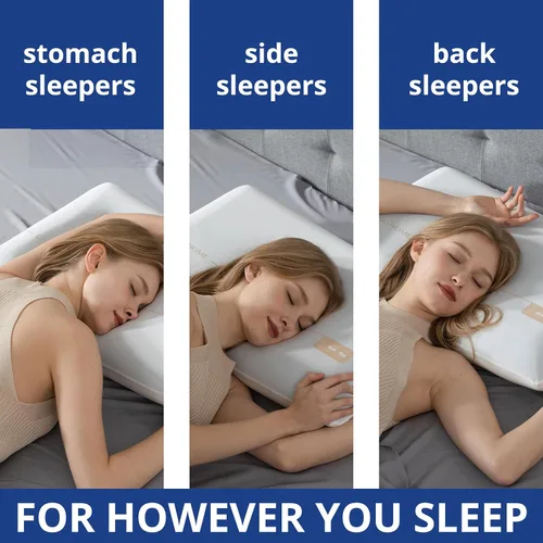 Vista 6 de EGOHOME Almohada refrescante de espuma viscoelástica para aliviar el dolor de cuello, almohada cervical para lado, espalda, dormir boca abajo