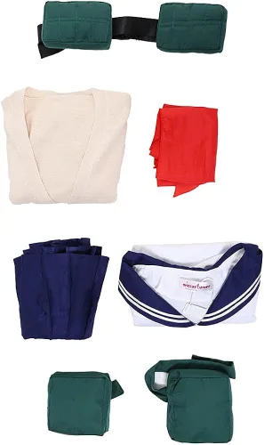Vista 5 de miccostumes Disfraz de anime para mujer y niña, uniforme escolar JK con suéter y accesorios