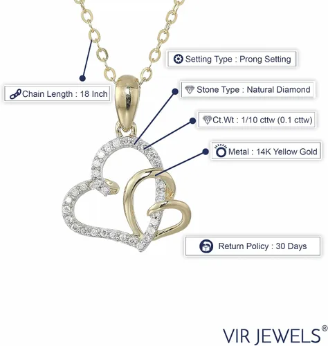 Vista 3 de Vir Jewels - Collar con dije de diamante, oro de 14 quilates con cadena de 18 pulgadas