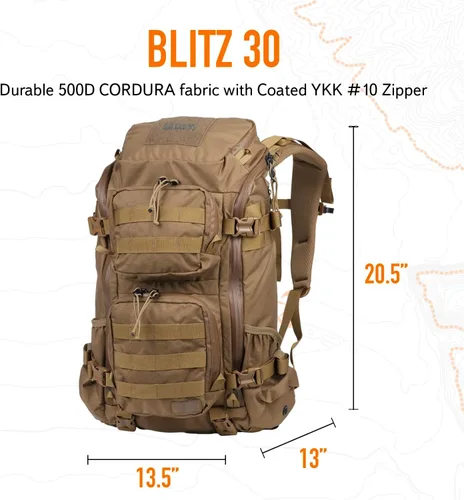 Vista 3 de Mystery Ranch Mochila Blitz 30 - Mochila táctica Molle para senderismo, 30L, Coyote