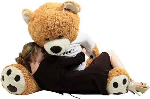 Vista 6 de Big Plush Giant Love Teddy Bear - Camiseta con texto en inglés "I Don't Like You I Love You I Love You", color marrón miel