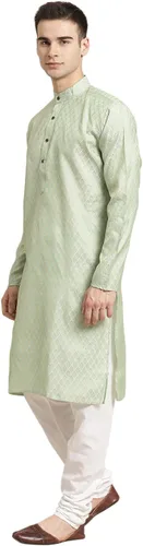Vista 3 de SOJANYA (Desde 1958), seda jacquard para hombre, diseño autoadhesivo, Kurta