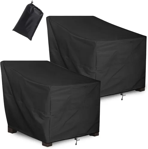 Vista 12 de ALSTER Fundas para Sillas de Patio Impermeables, Fundas para Sillas de Exterior (32" L x 37" A x 36" Al), Fundas de Muebles Negras Duraderas e 2