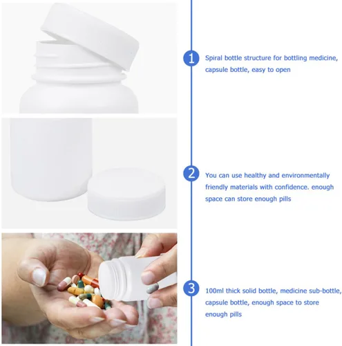 Vista 7 de Healifty 20 Uds. Botella de píldora de medicina de plástico portátil contenedor organizador con tapas para almacenamiento de viaje dispensador