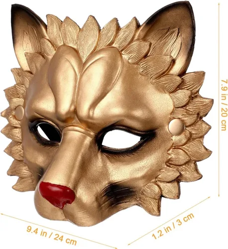 Vista 3 de Sosoport Máscara de león dorado 3D para fiestas de cosplay de Halloween