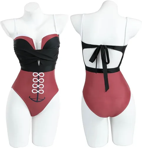 Vista 5 de Nuoqi Beidou Cosplay Genshin Swimsuit Beidou Swimsuit One Piece Bathing Suit for Women Girls Anime Swimsuit