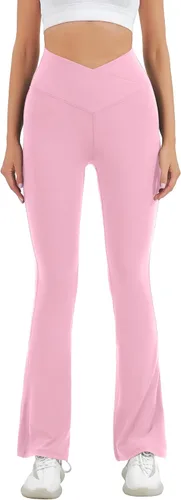 Vista 80 de HEGALY Pantalones de yoga acampanados para mujer, leggings cruzados, suaves, de cintura alta, pantalones casuales de entrenamiento con corte de bota