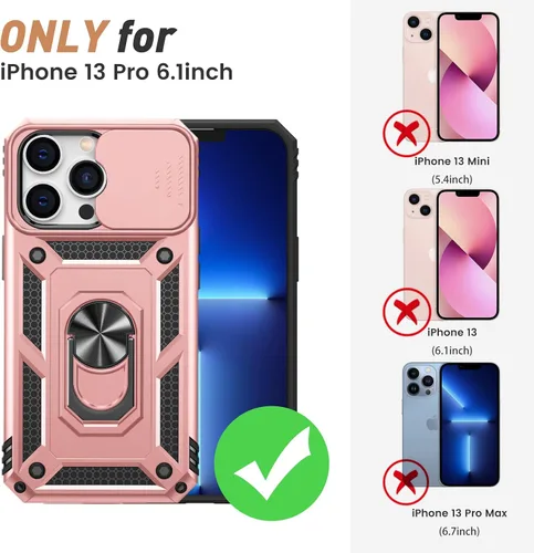Vista 2 de Goton Armor - Funda para iPhone 13 Pro, protección de grado militar resistente, soporte de anillo giratorio de 360 grados integrado, funda
