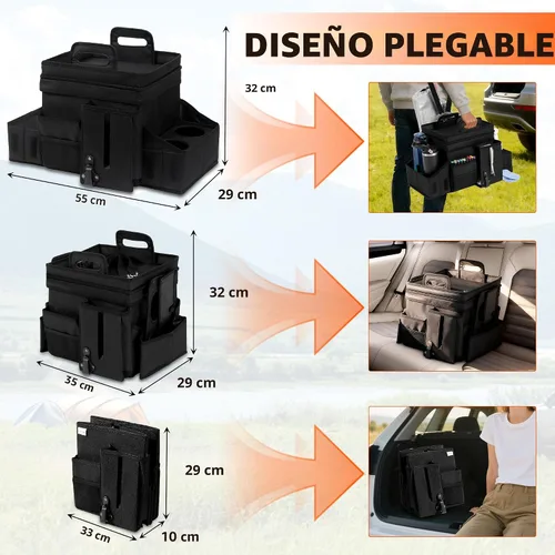 Vista 7 de LUVHOMEE Organizadores de coche y almacenamiento para asiento trasero y asiento delantero, organizador plegable para automóvil con correa