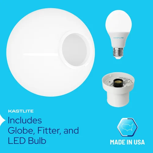 Vista 2 de KastLite Accesorio de iluminación combinado de globo de poste de lámpara Lente acrílica blanca de 12 pulgadas con acoplador blanco y montaje