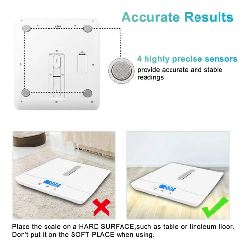 Vista 4 de Báscula digital para mascotas, báscula para bebés, con 3 modos de pesaje (kg/oz/lb), máxima 220 libras, capacidad con precisión de hasta 0.02
