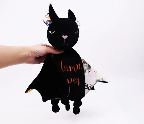Vista 3 de Artículos para baby shower de Halloween, manta de seguridad de felpa de murciélago, relleno de canasta de regalo del primer Halloween del bebé