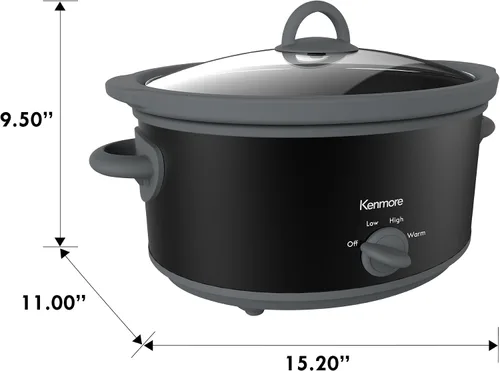Vista 7 de Kenmore - Olla de cocción lenta de 5 cuartos de galón, olla de cocción lenta con ajustes programables, controles digitales, gran capacidad