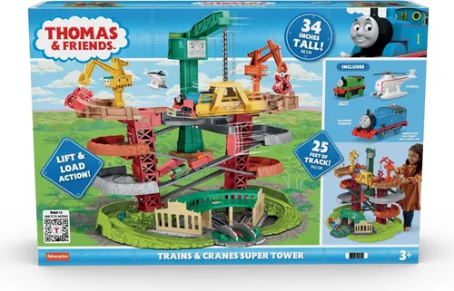 Vista 6 de Thomas & Friends - Juego de supertorre con trenes motorizados, grúas y pistas para niños de preescolar, a partir de 3 años