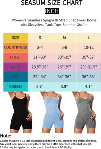 Vista 6 de SEASUM Overol de yoga acanalado de una pieza para mujer, sin mangas, para entrenamiento, ejercicio y discoteca