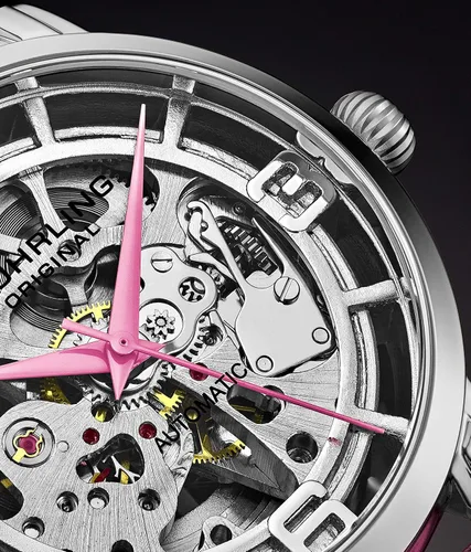 Vista 7 de Stuhrling Original Reloj automático para mujer reloj de esqueleto reloj de cuero correa de reloj mecánico para mujer colección de relojes
