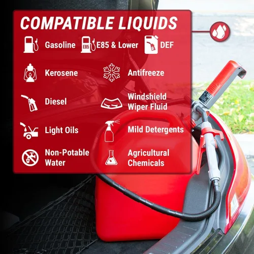Vista 4 de Bomba de transferencia de combustible multipropósito alimentada por batería - Batería 2D, 2.5 GPM