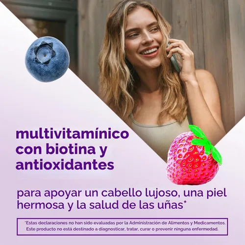 Vista 5 de Vitafusion Gorgeous Hair - Vitaminas de gomitas multivitamínicas para el cabello, uñas de piel, además de biotina y vitaminas antioxidantes CE