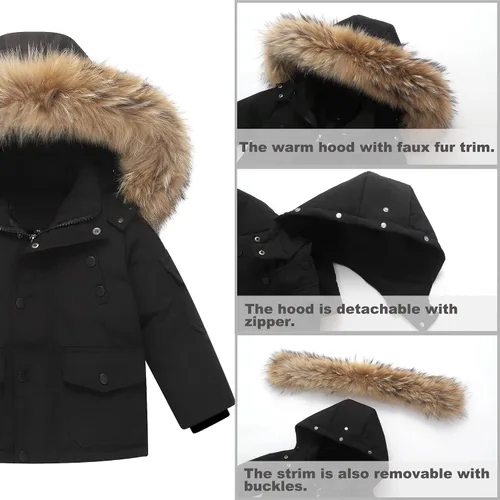 Vista 3 de Traje de nieve de 2 piezas para niños y niñas, chaqueta de invierno y pantalones con peto de nieve, traje de esquí, 1-6 años