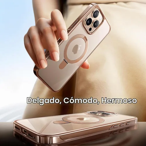 Vista 8 de Alphex Desert Titanium - Funda magnética para iPhone 16 Pro con soporte invisible, titanio pulido a juego para iPhone, protección militar contra